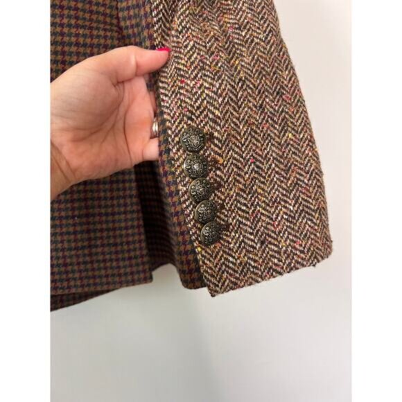 NEW Veronica Beard Faustine Dickey Patchwork Houndstooth Jacket Brown Size: 2 - Picture 7 of 8